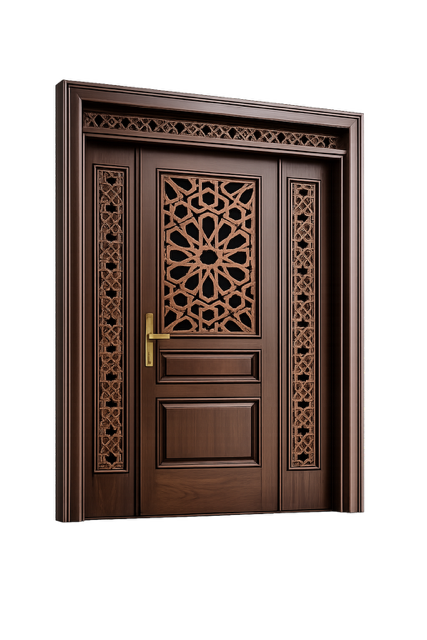 باب خشب خارجي بتصميم اسلامي