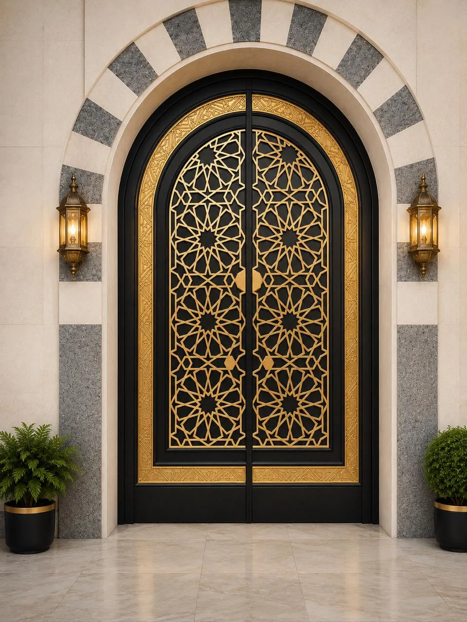 باب حديد دبل صاج بتصميم فاخر – باب مدخل للقصور والفلل
